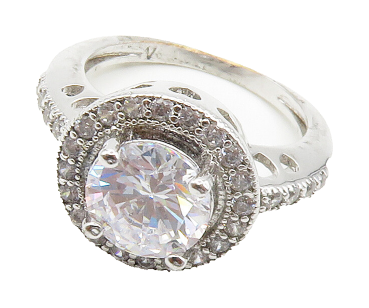 925 Sterling Silver  Sparkling Prong Set Cubic Zirconia Ring Sz 6.5  RG15231