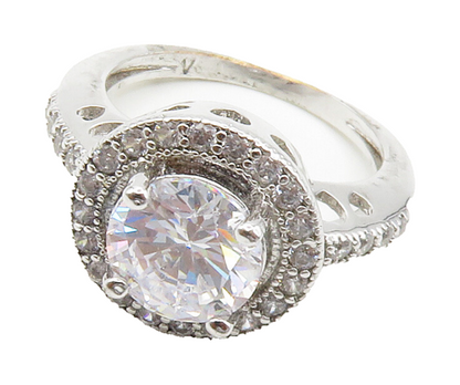 925 Sterling Silver  Sparkling Prong Set Cubic Zirconia Ring Sz 6.5  RG15231