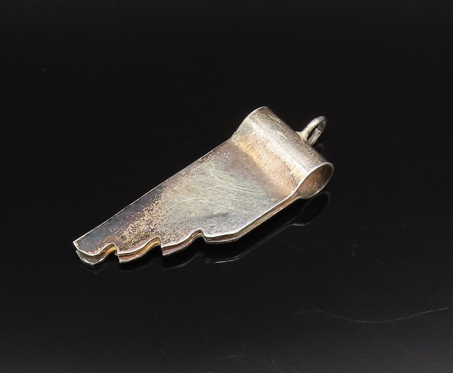 MIDDLE EAST 925 Sterling Silver Vintage Abstract Wavy Ends Pendant  PT21828