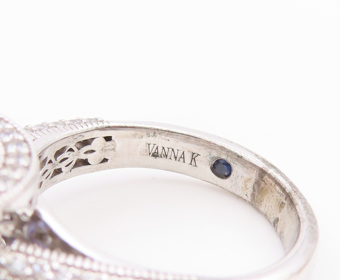 925 Sterling Silver Vintage Ring VANNA K Tanzanite & CZ Band  Sz 6  RG35531