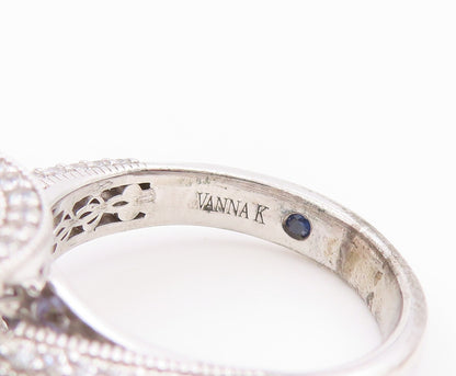 925 Sterling Silver Vintage Ring VANNA K Tanzanite & CZ Band  Sz 6  RG35531