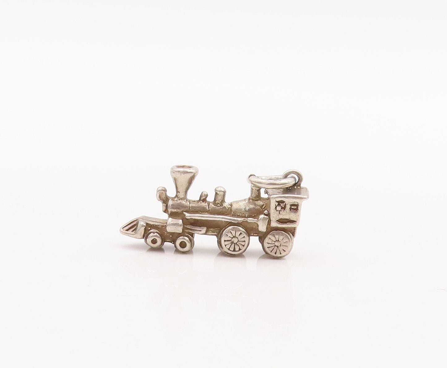 925 Sterling Silver Vintage Pendant Mini Carved Train Engine Charm  PT23472