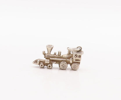 925 Sterling Silver Vintage Pendant Mini Carved Train Engine Charm  PT23472