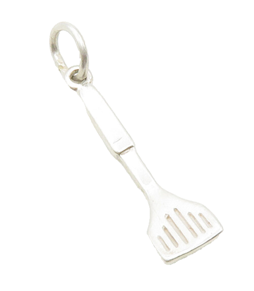 SHUBE 925 Silver  Vintage Shiny Petite Spatula Cooking Motif Pendant  PT10179