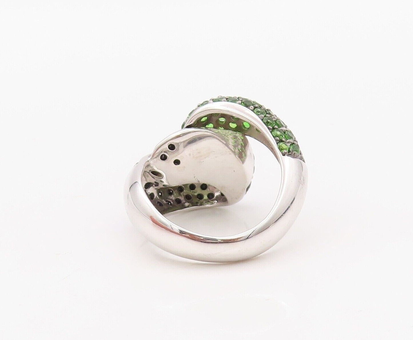 925 Sterling Silver Vintage Ring Designer Spinel & Green Topaz Knot Sz 7 RG30294