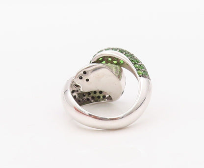 925 Sterling Silver Vintage Ring Designer Spinel & Green Topaz Knot Sz 7 RG30294