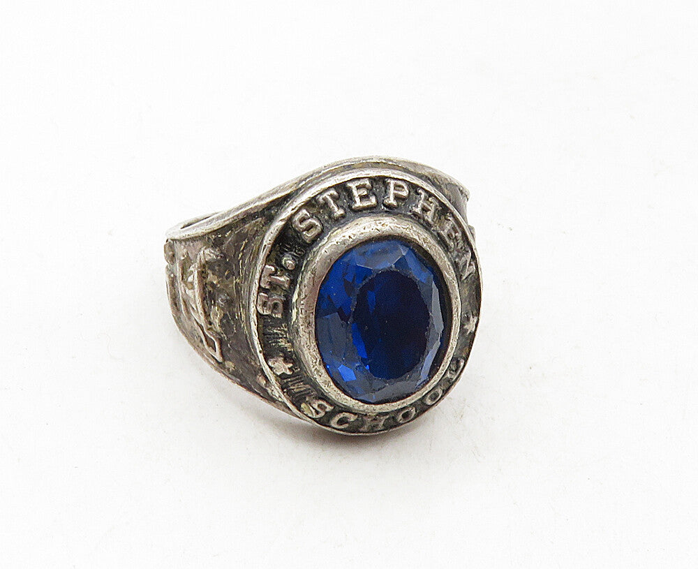 925 Sterling Silver  Vintage Topaz St. Stephens School 1958 Ring Sz 6  RG9518