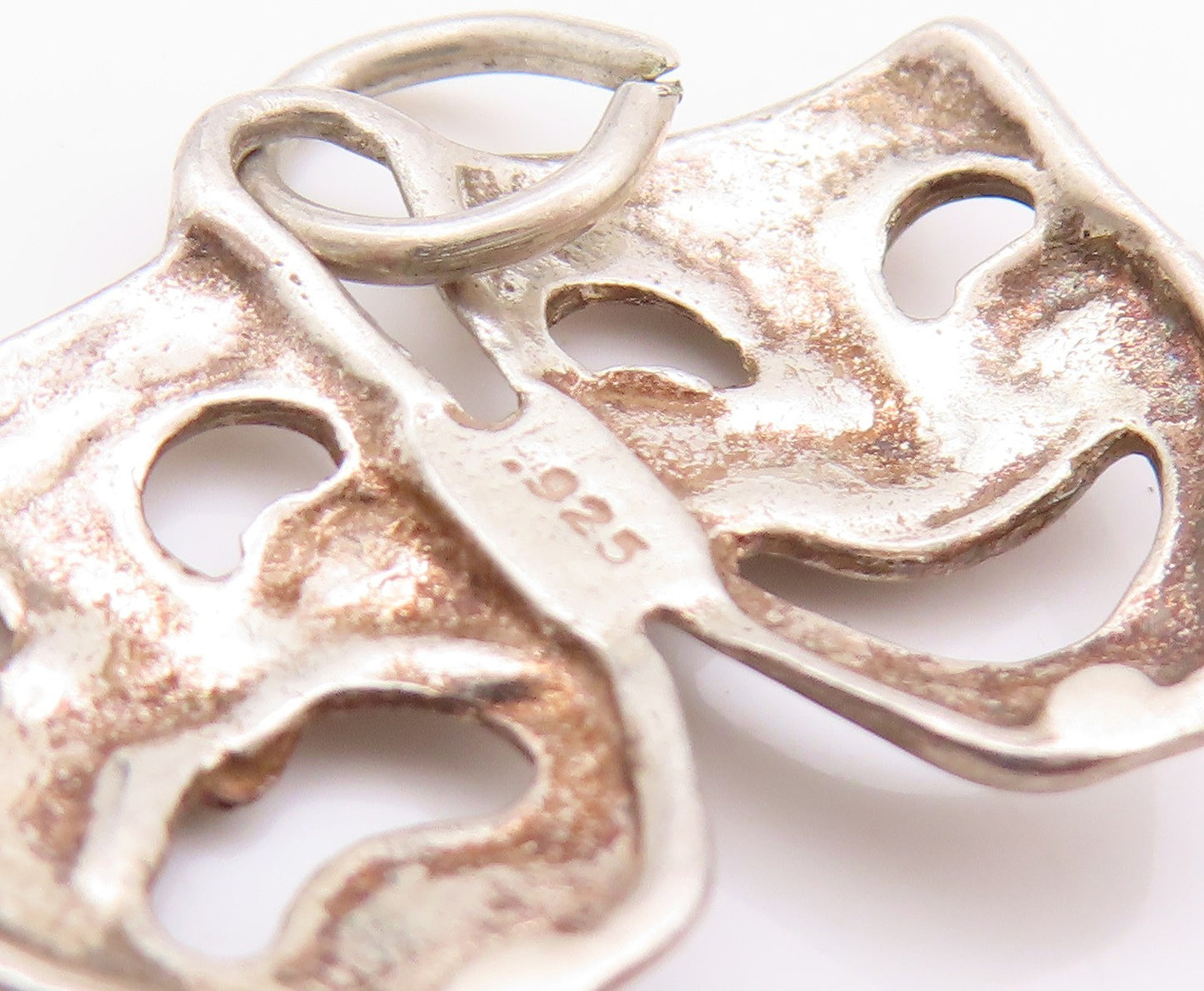 925 Sterling Silver Vintage Pendant Happy & Sad Mime Face Cutout  PT24167