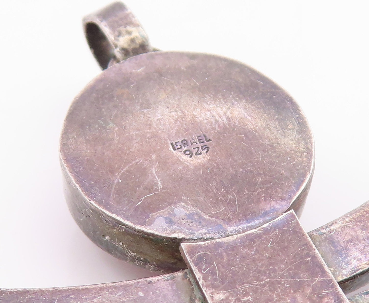 925 Sterling Silver Vintage Pendant ISRAEL Red Agate Modernist Abstract  PT25904