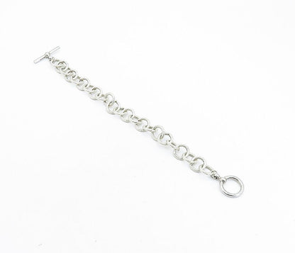 925 Sterling Silver  Vintage Round Twist Circle Link Chain Bracelet  BT1478