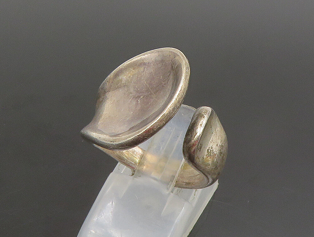 925 Sterling Silver  Vintage Unique Minimalist Concave Wrap Ring Sz 7  RG25269