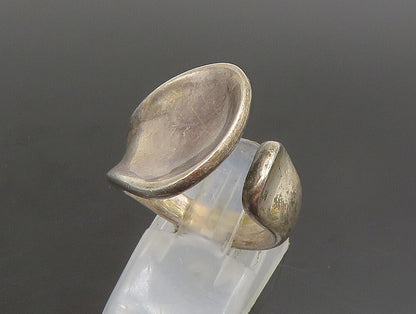 925 Sterling Silver  Vintage Unique Minimalist Concave Wrap Ring Sz 7  RG25269