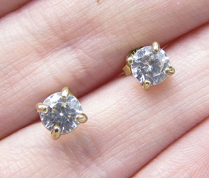 Gold Over 925 Sterling Silver Round Cut White Topaz Stud Earrings EG1216