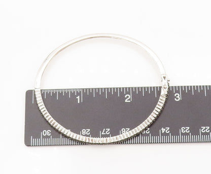 925 Sterling Silver Vintage Genuine Champagne Diamonds Bangle Bracelet BT9987