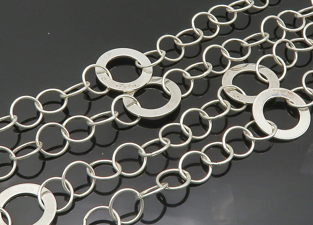 925 Sterling Silver  Vintage Shiny Open Circle Link Chain Necklace  NE3382