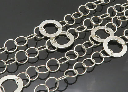925 Sterling Silver  Vintage Shiny Open Circle Link Chain Necklace  NE3382