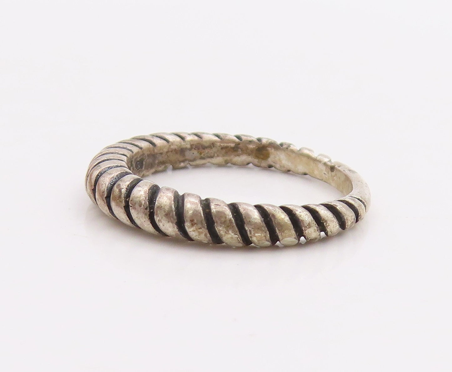 925 Sterling Silver Vintage Ring CAROLYN POLLACK Grooved Rope Band Sz 6  RG33293