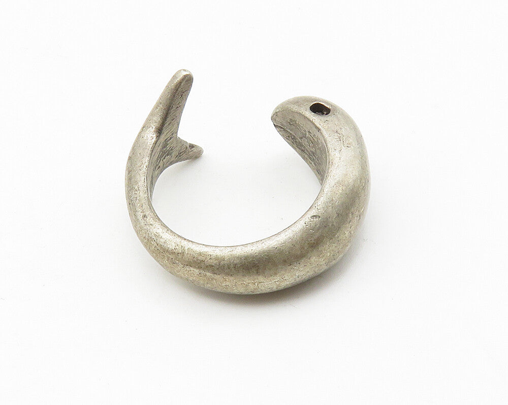 925 Sterling Silver  Vintage Dark Tone Dolphin Motif Band Ring Sz 4  RG10325