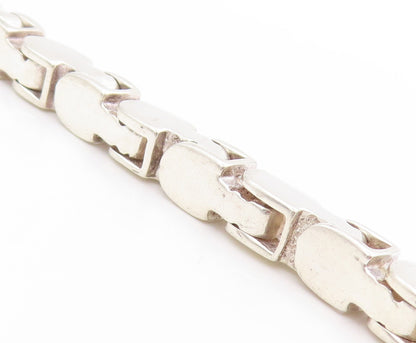 925 Sterling Silver Vintage Necklace Modernist Mariner Link Solid Chain  NE4675