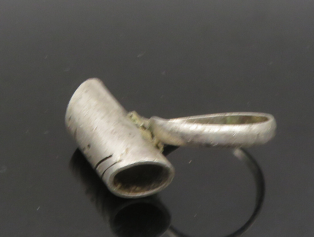 POLAND 925 Silver  Vintage Shiny Etched Pattern Tube Band Ring Sz 9  RG23869