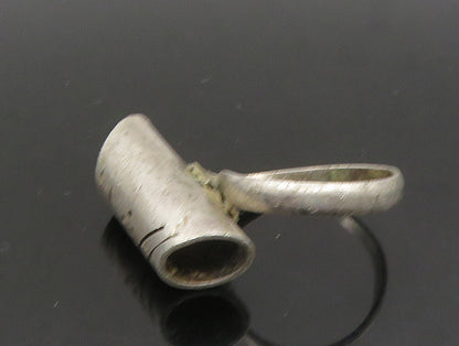 POLAND 925 Silver  Vintage Shiny Etched Pattern Tube Band Ring Sz 9  RG23869