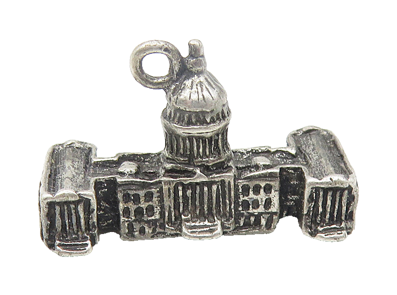 925 Sterling Silver  Vintage Dark Tone U.S. Capitol Building Pendant  PT9255