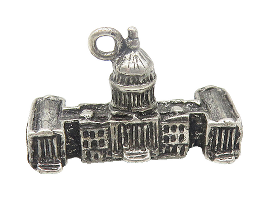 925 Sterling Silver  Vintage Dark Tone U.S. Capitol Building Pendant  PT9255