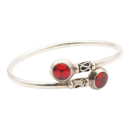 925 Sterling Silver  Vintage Smooth Swirl Detail Bypass Bangle Bracelet BT9280