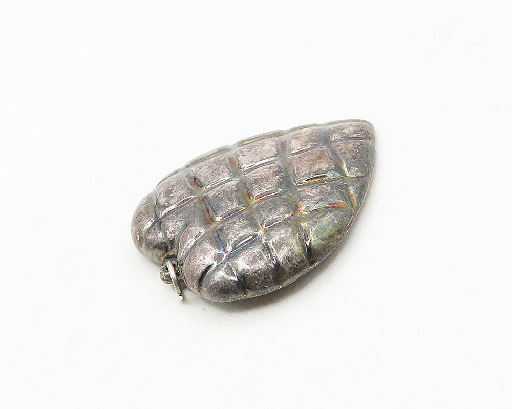 925 Sterling Silver  Vintage Dark Tone Chiseled Love Heart Pendant  PT13947