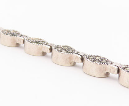 925 Sterling Silver  Mother Of Pearl & Marcasite Double Sided Bracelet  BT5099
