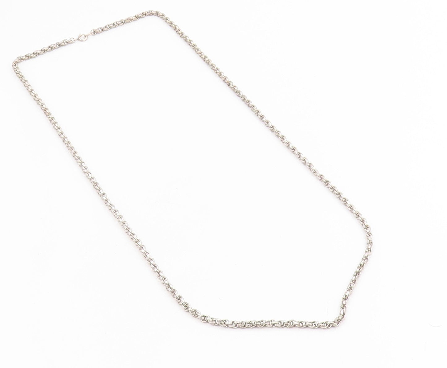 925 Sterling Silver Vintage Necklace Interlocking Round Link Cable Chain NE4742