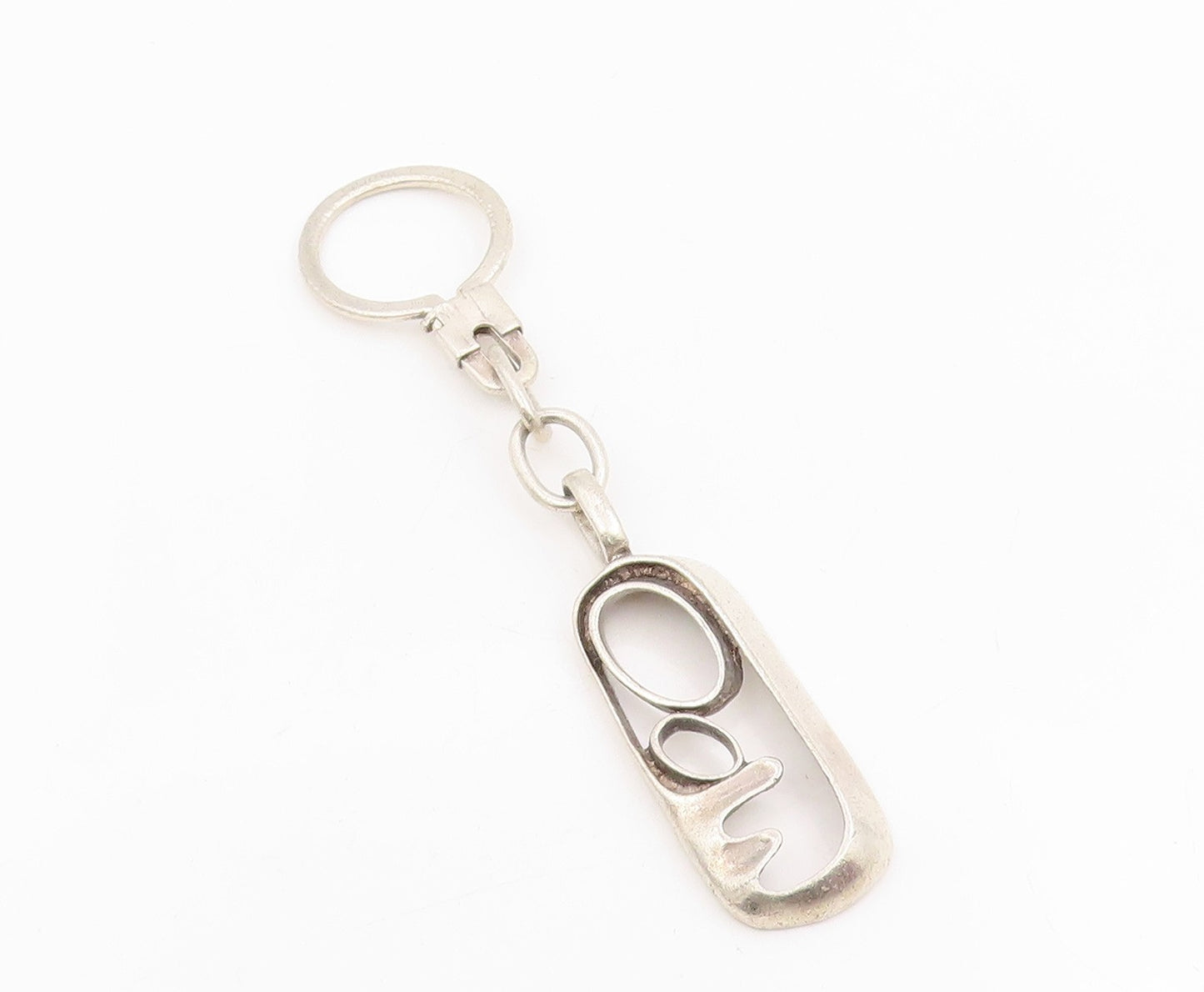 925 Sterling Silver Vintage Keychain Minimalist Abstract Loop Design  TR4177