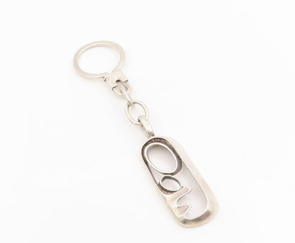 925 Sterling Silver Vintage Keychain Minimalist Abstract Loop Design  TR4177