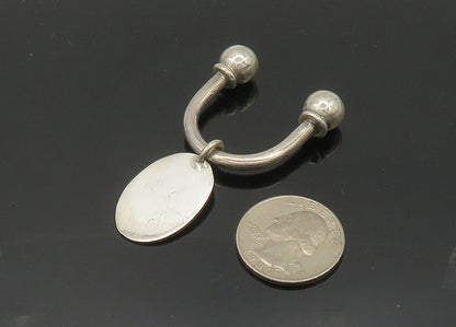 925 Sterling Silver  Vintage Shiny Oval Tag U Shape Key Ring  TR2762