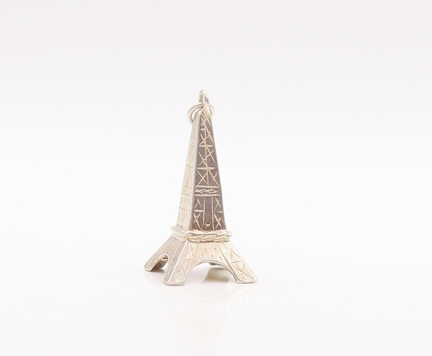 925 Sterling Silver Vintage Pendant LANCOME PARISE Carved Eiffel Tower  PT23153