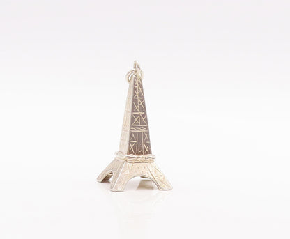 925 Sterling Silver Vintage Pendant LANCOME PARISE Carved Eiffel Tower  PT23153