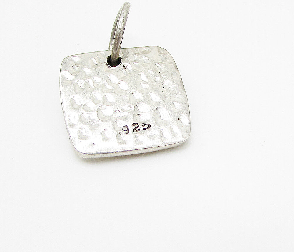 925 Sterling Silver  Vintage Hammered Leveled Blocks Drop Pendant  PT2152