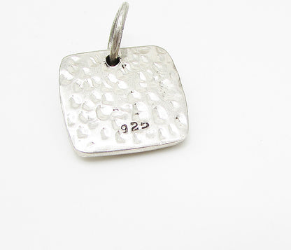 925 Sterling Silver  Vintage Hammered Leveled Blocks Drop Pendant  PT2152