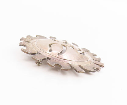 925 Sterling Silver Vintage Brooch Pin MEXICO Puffed Sun Face Cutout  BP12505