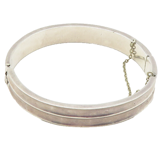 ALFRED VILLASANA MEXICO 925 Sterling Silver Vintage Hinge Bangle Bracelet BT6687