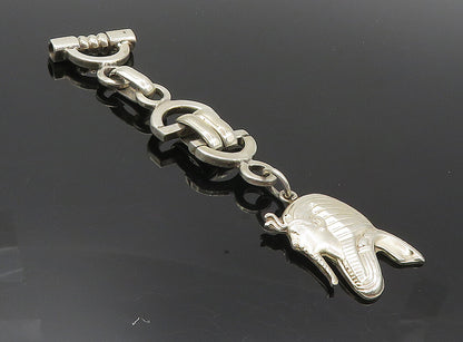 925 Sterling Silver  Vintage Egyptian Pharaoh Shiny Linked Key Chain  TR1427