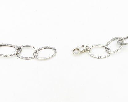 SILPADA 925 Silver  Vintage Dark Tone Hammered Oval Chain Necklace  NE2842