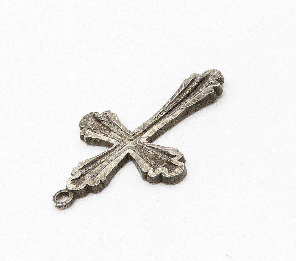 925 Sterling Silver  Vintage Dark Tone Religious Cross Pendant  PT12387