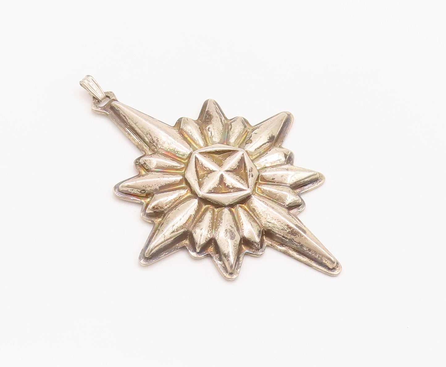925 Sterling Silver Vintage Pendant REED & BATTON Carved Puffed Star  PT22653