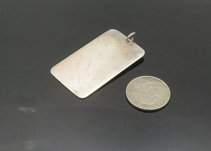 MEXICO 925 Sterling Silver  Vintage Shiny Love Hearts Square Pendant  PT16284