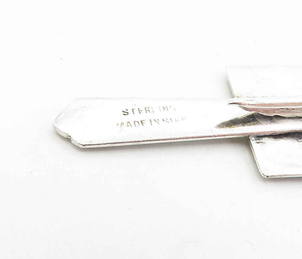 SIAM 925 Sterling Silver  Vintage Black Enamel Niello Dancer Tie Clip  TR1569