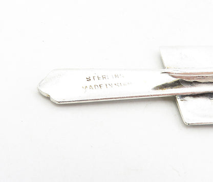 SIAM 925 Sterling Silver  Vintage Black Enamel Niello Dancer Tie Clip  TR1569