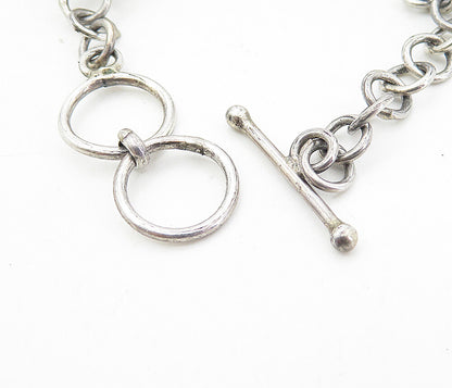 925 Sterling Silver  Vintage Mother Of Pearl Swirl Chain Bracelet  BT3721