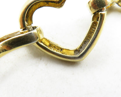 925 Sterling Silver  Genuine Diamonds Gold Plated Heart Chain Bracelet  BT4967