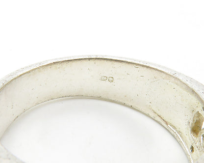 925 Sterling Silver  Genuine Diamonds Pretzel Knot Band Ring Sz 7  RG14485